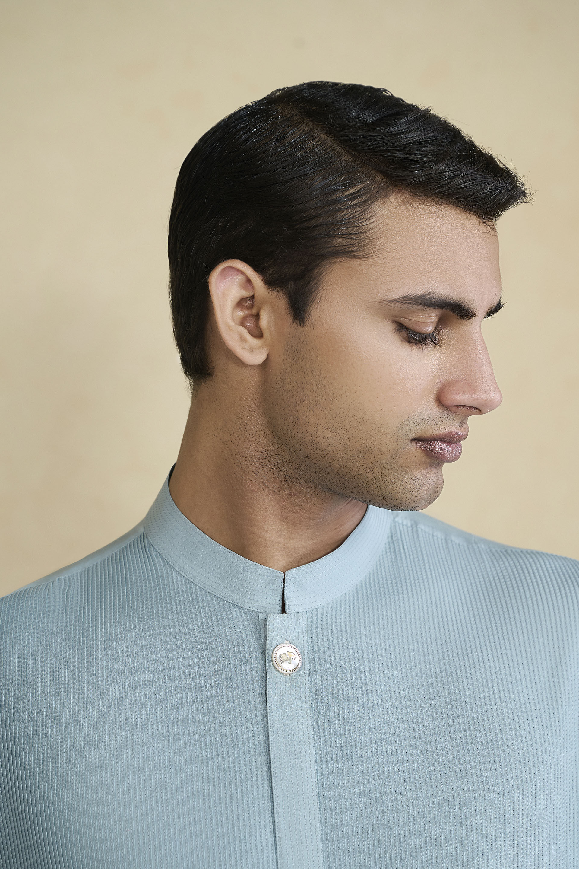 Samit Silk Kurta - Powder Blue, Powder Blue, image 6